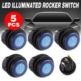 Darrahopens Auto Accessories > Auto Accessories Others > Automotive Parts 5Pcs/Set 12V 20A Car Spst Auto Marine Boat Round On/Off Rocker Waterproof Switch
