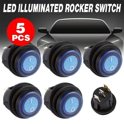 Darrahopens Auto Accessories > Auto Accessories Others > Automotive Parts 5Pcs/Set 12V 20A Car Spst Auto Marine Boat Round On/Off Rocker Waterproof Switch