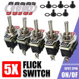 Darrahopens Auto Accessories > Auto Accessories Others > Automotive Parts 5X Waterproof Toggle Flick Switch 250V On/Off Car Dash Light Metal 12 Volt Boot