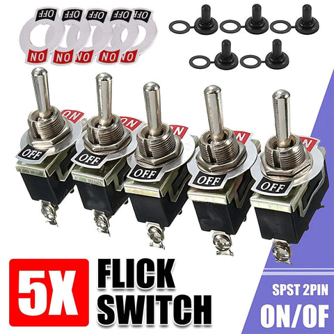 Darrahopens Auto Accessories > Auto Accessories Others > Automotive Parts 5X Waterproof Toggle Flick Switch 250V On/Off Car Dash Light Metal 12 Volt Boot