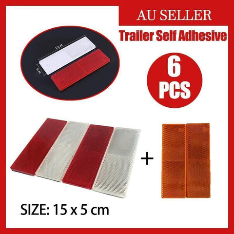 Darrahopens Auto Accessories > Auto Accessories Others > Automotive Parts 6 X Red Amber White Trailer Reflectors 15 X 5 Cm Self Adhesive Reflector Caravan