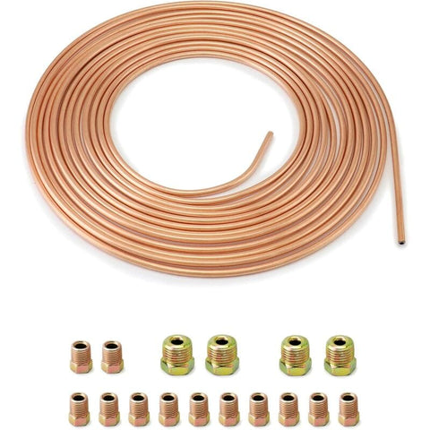 Darrahopens Auto Accessories > Auto Accessories Others > Automotive Parts 7.6M Brake Copper Hose, Brake Pipe Tube, Od 4.76Mm, Id 3.3Mm With 16 Nuts