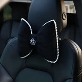 Darrahopens Auto Accessories > Auto Accessories Others > Automotive Parts Black Bowknot Neck Pillow Plush Bow Tie Soft Plush Car Headrest Waist Support - Headrest