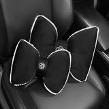 Darrahopens Auto Accessories > Auto Accessories Others > Automotive Parts Black Bowknot Neck Pillow Plush Bow Tie Soft Plush Car Headrest Waist Support - Waist