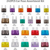 Darrahopens Auto Accessories > Auto Accessories Others > Automotive Parts Car Fuse Auto Mini Fuses Assorted Kit 2A 3A 5A 7.5A 10A 15A 20A 25A 30A 35A 40A with Clip Storage Box 242 pcs, by DEBUNS