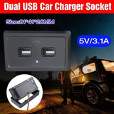 Darrahopens Auto Accessories > Auto Accessories Others > Automotive Parts Dual USB Car Charger Socket Panel 5V 3.1A 12V 24V for Car RV Motorcycle