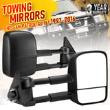 Darrahopens Auto Accessories > Auto Accessories Others > Automotive Parts Front Pair Extendable Towing Mirrors Fit for Nissan Patrol GU/Y61 1997-2016 Manual Foldable Split View Black 2pcs
