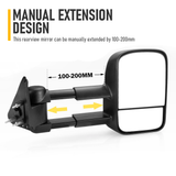 Darrahopens Auto Accessories > Auto Accessories Others > Automotive Parts Front Pair Extendable Towing Mirrors Fit for Nissan Patrol GU/Y61 1997-2016 Manual Foldable Split View Black 2pcs