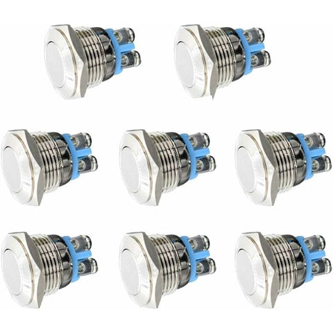 Darrahopens Auto Accessories > Auto Accessories Others > Automotive Parts Momentary Metal Push Button Switch 12V 8 pcs 16Mm For Marine Waterproof Car Rv Truck Boat
