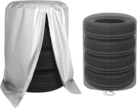 Darrahopens Auto Accessories > Auto Accessories Others > Automotive Parts Tire Storage Cover Silver Universal for 4 Tires Car Spare Tire Protection Bag Case