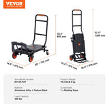 Darrahopens Auto Accessories > Auto Accessories Others > Automotive Parts VEVOR Aluminum Hand Truck, 2 in 1, 136 kg Max Load Capacity, Heavy Duty Industrial Convertible Folding Hand Truck and Dolly, Utility Cart Converts from Hand Truck to Platform Cart with Rubber Wheels