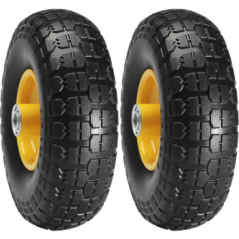 Darrahopens Auto Accessories > Auto Accessories Others > Automotive Parts VEVOR Solid PU Run-Flat Tire Wheel, 254 mm, 2-Pack, 181.4 kg Dynamic Load, 204.1 kg Static Load, Flat Free Tubeless Tires and Wheels for Hand Truck, Utility Cart, Dolly, Garden Trailer, Various Carts