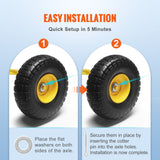 Darrahopens Auto Accessories > Auto Accessories Others > Automotive Parts VEVOR Solid PU Run-Flat Tire Wheel, 254 mm, 2-Pack, 181.4 kg Dynamic Load, 204.1 kg Static Load, Flat Free Tubeless Tires and Wheels for Hand Truck, Utility Cart, Dolly, Garden Trailer, Various Carts