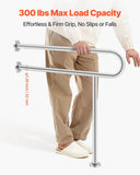 Darrahopens Auto Accessories > Auto Accessories Others > Automotive Parts VEVOR Toilet Safety Rail, 80 cm U-Shaped Handicap Grab Bar, 304 Stainless Steel Senior Safety Pole, Toilet Grab Bars with Anti-Slip Handle, 136 kg Load Capacity Security Handrail with Support Leg