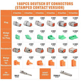 Darrahopens Auto Accessories > Auto Accessories Others > Automotive Repair & Speciality Tools 188pcs Deutsch DT Series Connector Assortment 2/3/4/6/8/12 pin 2 Pair each
