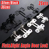 Darrahopens Auto Accessories > Auto Accessories Others > Automotive Repair & Speciality Tools 2 Sets 90 Degree Sliding Door Latch Lock Catch Kit for Home Use - Flat-Silver-L