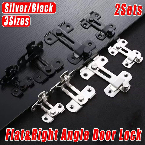 Darrahopens Auto Accessories > Auto Accessories Others > Automotive Repair & Speciality Tools 2 Sets 90 Degree Sliding Door Latch Lock Catch Kit for Home Use - Right-Angle-Silver-L