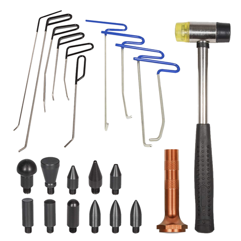 Darrahopens Auto Accessories > Auto Accessories Others > Automotive Repair & Speciality Tools 23pcs PDR Tools Push Rods Spring Stainless Steel Dent Repair Kit Dent Removal Rods Set for Car Minor Dents Remover Puller Hail Damage Door Dings