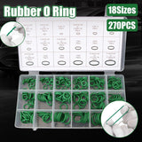 Darrahopens Auto Accessories > Auto Accessories Others > Automotive Repair & Speciality Tools 270pcs Automotive Air Conditioning Green Rubber Ring Seal Repair Box Set Seals
