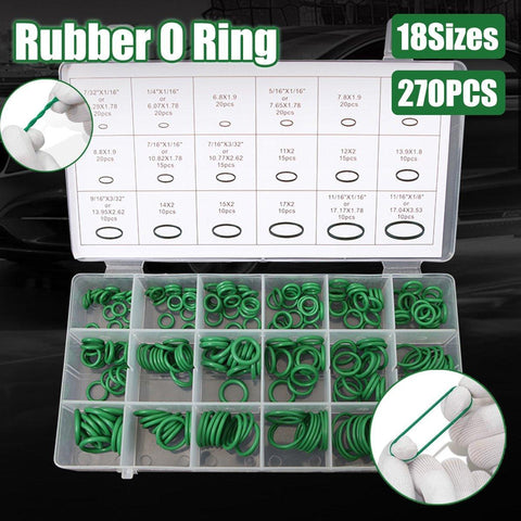 Darrahopens Auto Accessories > Auto Accessories Others > Automotive Repair & Speciality Tools 270pcs Automotive Air Conditioning Green Rubber Ring Seal Repair Box Set Seals