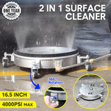 Darrahopens Auto Accessories > Auto Accessories Others > Automotive Repair & Speciality Tools 2In1 Surface Cleaner 16.5Inch Undercarriage Washer Pressure Washer Max 4000PSI 1/4 Quick Connector with Universal Wheels and Wands for Car Ground Cleaning