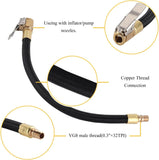 Darrahopens Auto Accessories > Auto Accessories Others > Automotive Repair & Speciality Tools 2PCS Tire Inflator Extension Hose with Quick Connect Chuck, Universal Air Pump Adapter for Car, Motorcycle, Bicycle, Heavy-Duty Nylon & Copper (Black)