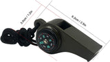 Darrahopens Auto Accessories > Auto Accessories Others > Automotive Repair & Speciality Tools 3-in-1 Emergency Whistle with Compass & Thermometer - Set of 2 - Includes Lanyard - Safety Whistle for Outdoor, Hiking & Camping - Green