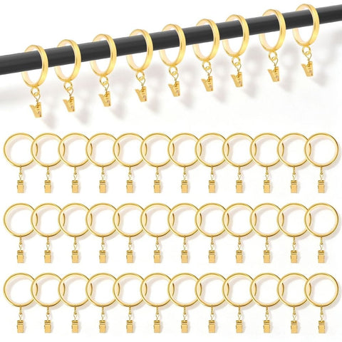 Darrahopens Auto Accessories > Auto Accessories Others > Automotive Repair & Speciality Tools 36 Pack 1.65 inch Curtain Ring with Clips, Smooth Quiet Plastic Insert 2.08 inch Diameter Brushed Gold In Australia - Darrahopens