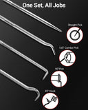 Darrahopens Auto Accessories > Auto Accessories Others > Automotive Repair & Speciality Tools 4-Piece Hook & Paddle Set, Precision Auto Paddle Tool & O-Ring Paddle Set with Comfortable Grip & Anti-Slip Shaft for Oil Seal, Gasket Removal, Electronic Repair