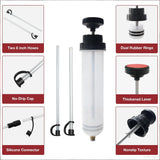 Darrahopens Auto Accessories > Auto Accessories Others > Automotive Repair & Speciality Tools 500cc Manual Fluid Extractor Pump – Leak-Free Oil Changer with Dual Rubber Rings, 16-Inch Carbon Steel Shaft, and Two 8-Inch Hoses – Ideal for Brake, Transmission, and Coolant Fluids – Durable Auto Maintenance Tool (Black)