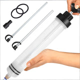 Darrahopens Auto Accessories > Auto Accessories Others > Automotive Repair & Speciality Tools 500cc Manual Fluid Extractor Pump – Leak-Free Oil Changer with Dual Rubber Rings, 16-Inch Carbon Steel Shaft, and Two 8-Inch Hoses – Ideal for Brake, Transmission, and Coolant Fluids – Durable Auto Maintenance Tool (Black)