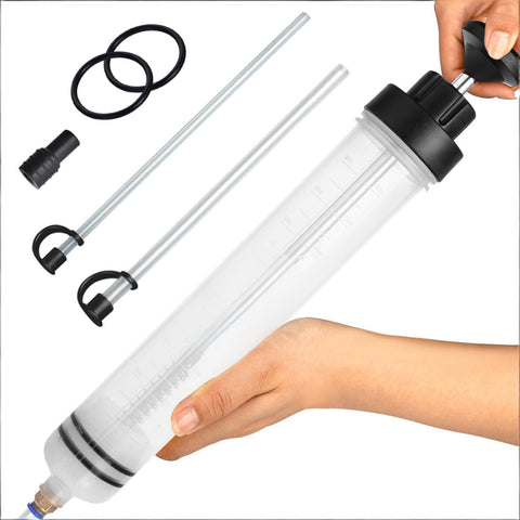 Darrahopens Auto Accessories > Auto Accessories Others > Automotive Repair & Speciality Tools 500cc Manual Fluid Extractor Pump – Leak-Free Oil Changer with Dual Rubber Rings, 16-Inch Carbon Steel Shaft, and Two 8-Inch Hoses – Ideal for Brake, Transmission, and Coolant Fluids – Durable Auto Maintenance Tool (Black)