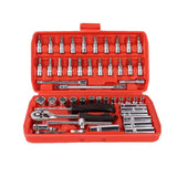 Darrahopens Auto Accessories > Auto Accessories Others > Automotive Repair & Speciality Tools 53PCS Metric Deep Socket Set 1/4" Drive Wrench with Flexible Extension Bar Tools