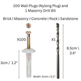Darrahopens Auto Accessories > Auto Accessories Others > Automotive Repair & Speciality Tools 5mm x 25mm Nylon Plug (Masonry Surfaces) - 100 Pieces