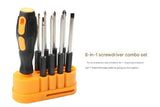 Darrahopens Auto Accessories > Auto Accessories Others > Automotive Repair & Speciality Tools 8-in-1 Black and Orange Multi-Bit Screwdriver Set - Compact Precision Tool Kit with Phillips and Slotted Bits - Ergonomic Handle, Hex Shank Design, Portable Storage Base,Chrome vanadium steel - Ideal for Electronics, PC, Appliances, and DIY Repairs