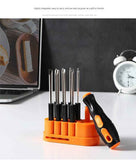 Darrahopens Auto Accessories > Auto Accessories Others > Automotive Repair & Speciality Tools 8-in-1 Black and Orange Multi-Bit Screwdriver Set - Compact Precision Tool Kit with Phillips and Slotted Bits - Ergonomic Handle, Hex Shank Design, Portable Storage Base,Chrome vanadium steel - Ideal for Electronics, PC, Appliances, and DIY Repairs