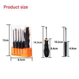Darrahopens Auto Accessories > Auto Accessories Others > Automotive Repair & Speciality Tools 8-in-1 Black and Orange Multi-Bit Screwdriver Set - Compact Precision Tool Kit with Phillips and Slotted Bits - Ergonomic Handle, Hex Shank Design, Portable Storage Base,Chrome vanadium steel - Ideal for Electronics, PC, Appliances, and DIY Repairs