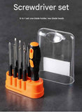 Darrahopens Auto Accessories > Auto Accessories Others > Automotive Repair & Speciality Tools 8-in-1 Black and Orange Multi-Bit Screwdriver Set - Compact Precision Tool Kit with Phillips and Slotted Bits - Ergonomic Handle, Hex Shank Design, Portable Storage Base,Chrome vanadium steel - Ideal for Electronics, PC, Appliances, and DIY Repairs