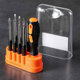 Darrahopens Auto Accessories > Auto Accessories Others > Automotive Repair & Speciality Tools 8-in-1 Black and Orange Multi-Bit Screwdriver Set - Compact Precision Tool Kit with Phillips and Slotted Bits - Ergonomic Handle, Hex Shank Design, Portable Storage Base,Chrome vanadium steel - Ideal for Electronics, PC, Appliances, and DIY Repairs