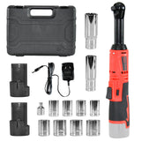 Darrahopens Auto Accessories > Auto Accessories Others > Automotive Repair & Speciality Tools Cordless Electric Ratchet Wrench Set 12V Power Electric Ratchet Wrench 3/8inch 400 RPM Variable Speed with Sockets Two 2000mAh Batteries and Charger