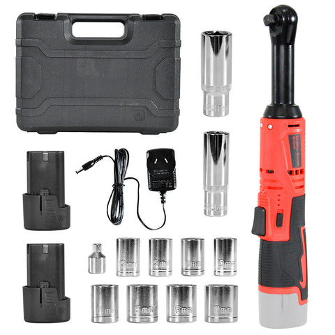 Darrahopens Auto Accessories > Auto Accessories Others > Automotive Repair & Speciality Tools Cordless Electric Ratchet Wrench Set 12V Power Electric Ratchet Wrench 3/8inch 400 RPM Variable Speed with Sockets Two 2000mAh Batteries and Charger