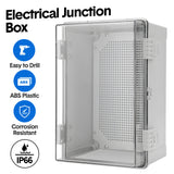 Darrahopens Auto Accessories > Auto Accessories Others > Automotive Repair & Speciality Tools Electrical ABS Junction Box IP66 Waterproof Electrical Enclosure with Clear Hinged Cover and Mounting Plate for Electrical Project 30x20x17cm