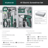 Darrahopens Auto Accessories > Auto Accessories Others > Automotive Repair & Speciality Tools Green 42 Piece Home Tool Set with 4V Cordless Electric Screwdriver Kit for DIY Repairs and General Household Maintenance Portable Storage Case