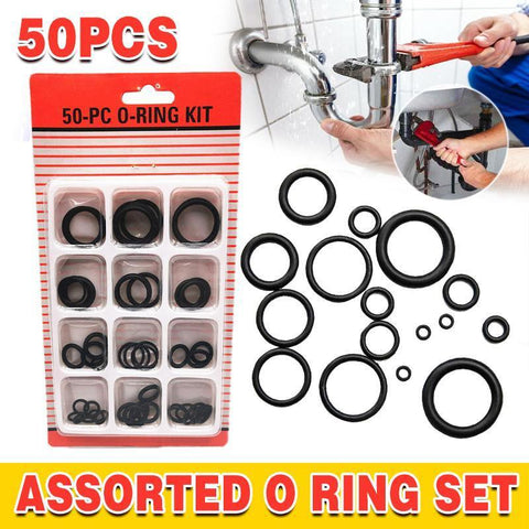 Darrahopens Auto Accessories > Auto Accessories Others > Automotive Repair & Speciality Tools Rubber O-Ring Assortment Kit 50PC- Pack O-Rings Set Automotive Plumbing Seals