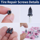 Darrahopens Auto Accessories > Auto Accessories Others > Automotive Repair & Speciality Tools Screw On Tire Plugs, 50 Tire Repair Screws, Tire Repair Rubber Nail Kit, Tire Screw Plug Repair Kit, Spin Tire Repair Plug for Car, Motorcycle, Truck, Tractor Tire Puncture Repair
