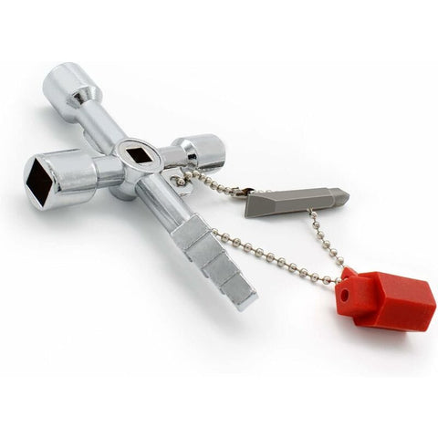Darrahopens Auto Accessories > Auto Accessories Others > Automotive Repair & Speciality Tools Universal Cross Wrench, Practical 4-Way Multifunctional Wrench, Silver Control Cabinet Key, Used For Water And