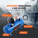 Darrahopens Auto Accessories > Auto Accessories Others > Automotive Repair & Speciality Tools VEVOR 12V Air Compressor with Tank 1.6 Gallon/6 L, Train Horn Air Compressor, 120 psi Working Pressure Onboard Air Compressor System for Train Air Horns, Inflating Tires, Air Mattresses