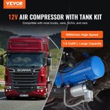 Darrahopens Auto Accessories > Auto Accessories Others > Automotive Repair & Speciality Tools VEVOR 12V Air Compressor with Tank 1.6 Gallon/6 L, Train Horn Air Compressor, 120 psi Working Pressure Onboard Air Compressor System for Train Air Horns, Inflating Tires, Air Mattresses