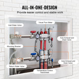 Darrahopens Auto Accessories > Auto Accessories Others > Automotive Repair & Speciality Tools VEVOR 2-Branch Radiant Heat Manifold, 1/2" PEX Tubing Manifold, Stainless Steel PEX Manifold for Hydronic Radiant Floor Heating, Radiant Heat PEX Manifold Kit with 1/2" Adapters Included