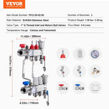 Darrahopens Auto Accessories > Auto Accessories Others > Automotive Repair & Speciality Tools VEVOR 2-Branch Radiant Heat Manifold, 1/2" PEX Tubing Manifold, Stainless Steel PEX Manifold for Hydronic Radiant Floor Heating, Radiant Heat PEX Manifold Kit with 1/2" Adapters Included